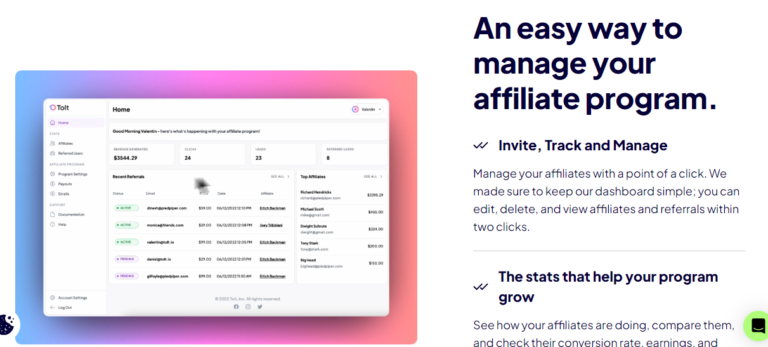 Tolt.io Affiliate Management Syetem